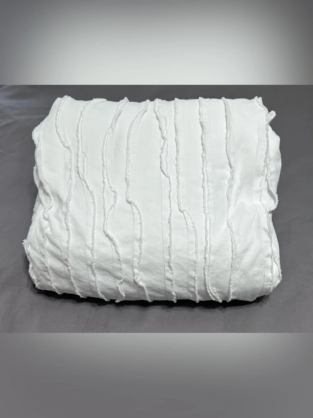 RARE Pottery Barn Camille Queen Duvet White Voile 100% Cotton Button Closure